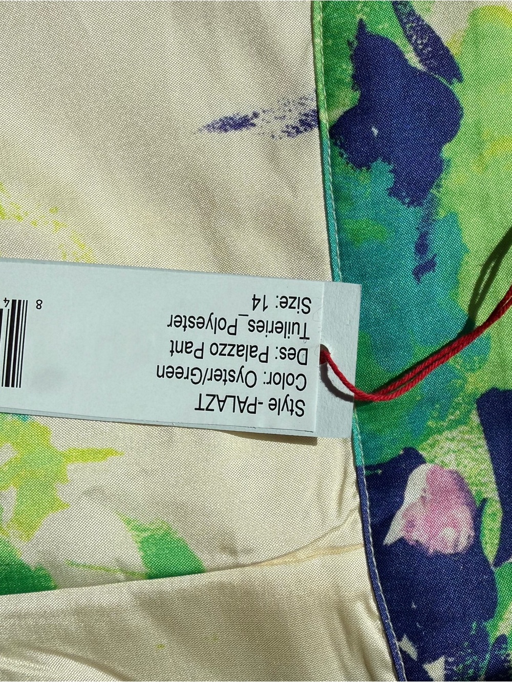 Frances Valentine Floral Silk Pants in Cream, Green, Navy size 14 NWT - Picture 7 of 7